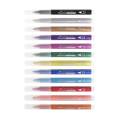 MP Rotuladores con Purpurina - Multicolores - 12 Marcadores Colores Intensos