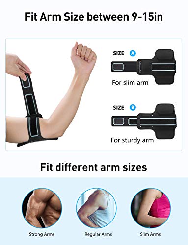 Mpow Brazalete Deportivo para Corre.Soporte para Llaves, cables y tarjetas,Antideslizante Contra Sudor,Brazalete Movil para iPhone 11/XR/XS/ X/ 8/7/6,LG hasta 6.1 pulgas