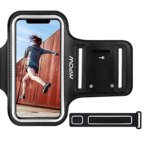 Mpow Brazalete Deportivo para Corre.Soporte para Llaves, cables y tarjetas,Antideslizante Contra Sudor,Brazalete Movil para iPhone 11/XR/XS/ X/ 8/7/6,LG hasta 6.1 pulgas