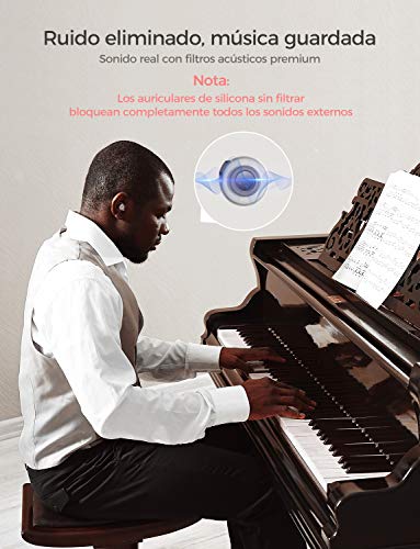 Mpow Tapones Oídos de Alta Fidelidad (2 Pares), 28dB SNR Tapones para Los Oídos de Concierto, Tapones para los oídos música con Reducción de Ruido para Músicos, Festival,Caja Portátil de Aluminio