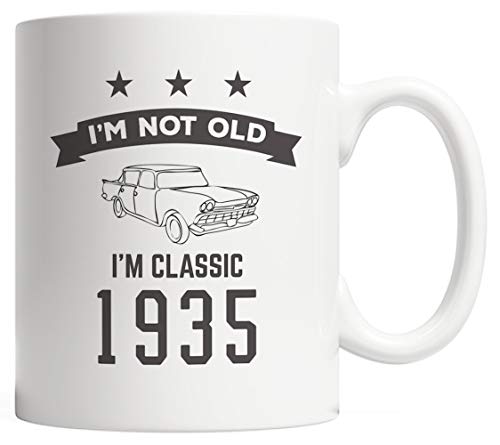 MQJJ I am m I I'm m Classic 1935 Bday Mug - Divertido regalo de cumpleaños número 83 para una persona de ochenta y tres años en su ochenta y tres años de aniversario con un genial auto retro vintage