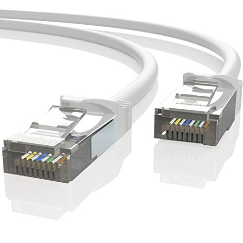 Mr. Tronic 10m Cable de Red Ethernet Latiguillo | CAT7, SFTP, CCA, RJ45 (10 Metros, Blanco)