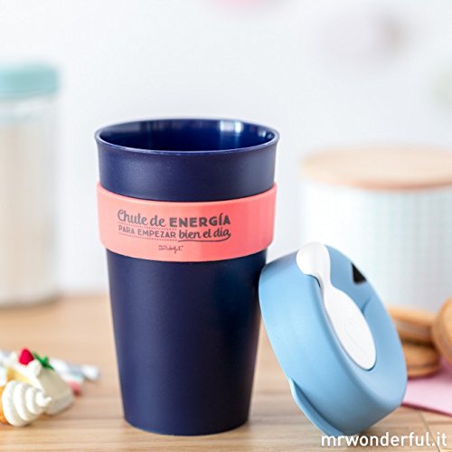 Mr. Wonderful Taza reutilizable KeepCup "Chute de energía para empezar bien el día", grande