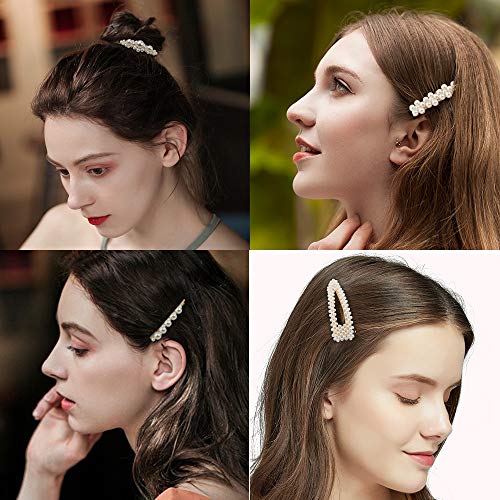 mreechan Clip de pelo perlas,Perlas Clips de Pelo Decorativos, pelo dama de Accesorios Moda Clips de Pelo,Cabello Horquillas para fiesta, cumpleaños regalos de san valentín, Horquilla de Pelo Boda