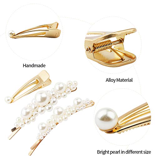 mreechan Clip de pelo perlas,Perlas Clips de Pelo Decorativos, pelo dama de Accesorios Moda Clips de Pelo,Cabello Horquillas para fiesta, cumpleaños regalos de san valentín, Horquilla de Pelo Boda