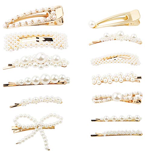 mreechan Clip de pelo perlas,Perlas Clips de Pelo Decorativos, pelo dama de Accesorios Moda Clips de Pelo,Cabello Horquillas para fiesta, cumpleaños regalos de san valentín, Horquilla de Pelo Boda