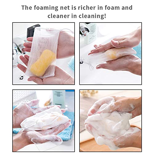 mreechan Jabonera,2 Piezas Jabonera de Madera Natural bambú Bandeja de jabón para Ducha de baño Fregadero para jabón,5 Piezas Bolsa de Jabón,Jabonera para Cocina Baño Esponja Jabon Depurador