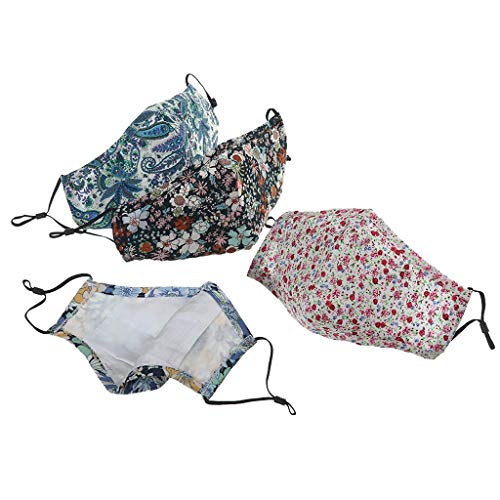 MrTom Mujer Tela Lavable con Filtro, Retro Flores Estampada, Pack of 5 (A)