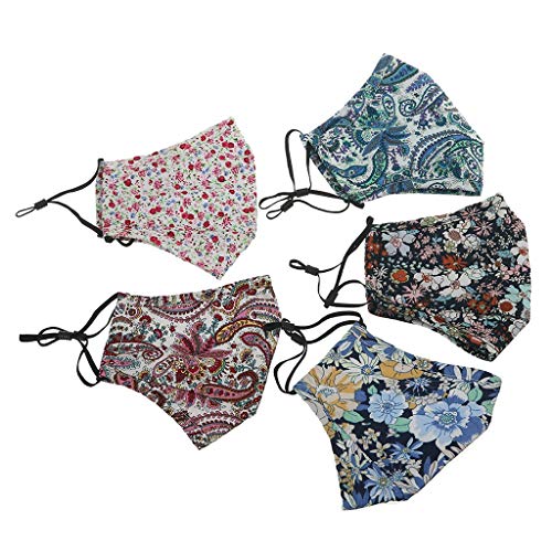 MrTom Mujer Tela Lavable con Filtro, Retro Flores Estampada, Pack of 5 (A)