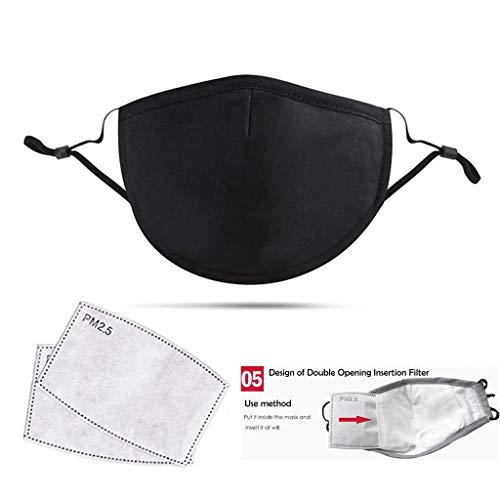 MrToms 3PC Face Cover con 6PC Filtro, Algodón de Reutilizable y Lavable, Antipolvo Transpirable Protección de Adulto Mujer y Hombres (Azul)
