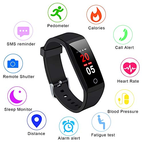 MSDJK Pulsera Actividad,IP 67 Pulsera Impermeable,perseguidor de la Actividad con el Monitor del Ritmo cardíaco y de la presión Arterial, Reloj Elegante portátil del podómetro Pulsera con el Monitor