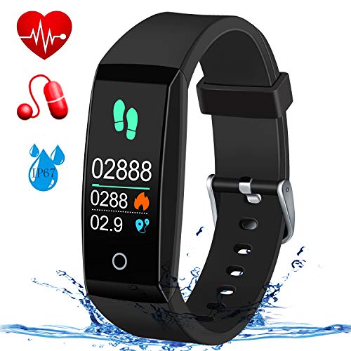 MSDJK Pulsera Actividad,IP 67 Pulsera Impermeable,perseguidor de la Actividad con el Monitor del Ritmo cardíaco y de la presión Arterial, Reloj Elegante portátil del podómetro Pulsera con el Monitor