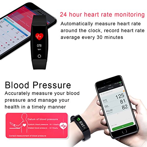 MSDJK Pulsera Actividad,IP 67 Pulsera Impermeable,perseguidor de la Actividad con el Monitor del Ritmo cardíaco y de la presión Arterial, Reloj Elegante portátil del podómetro Pulsera con el Monitor