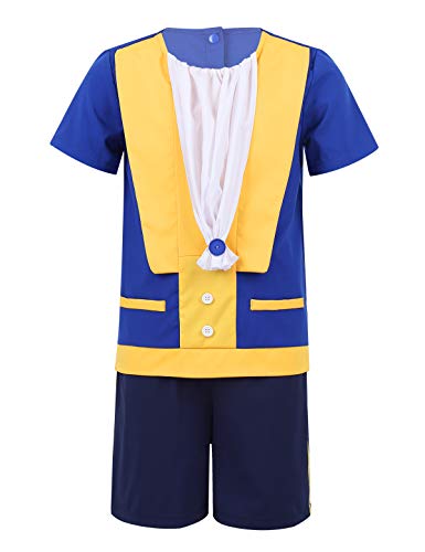 MSemis Disfraz Príncipe Adam para Bebés Niños Traje Príncipe Pequeño Disfrces Halloween Cosplay Bella y Bestia Fantasía Princes Disfraces Rey Real Navidad Fiesta Azul 6-12 Meses