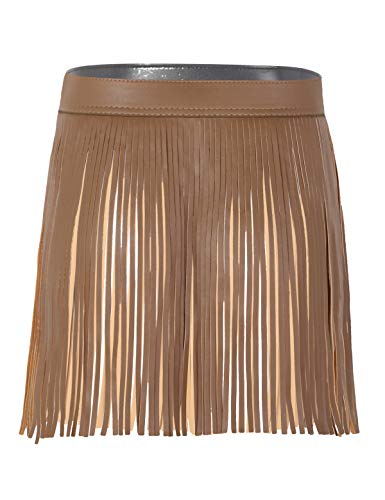 MSemis Falda Cinturón de Flecos para Mujer Disfraz Punk Falda Vintage de Cuero Chica Bufanda de Cadera Traje Pole Dance Bodycon Disfraz Despedida Soltera Marrón A Talla Única