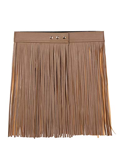 MSemis Falda Cinturón de Flecos para Mujer Disfraz Punk Falda Vintage de Cuero Chica Bufanda de Cadera Traje Pole Dance Bodycon Disfraz Despedida Soltera Marrón A Talla Única