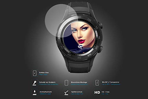 mtb More Energy® Protector de Pantalla de Vidrio Templado para Huawei Watch 2 - Huawei Watch 2 2018 - Garmin Forerunner 645M - 2.5D - Película Protectora Cristal Tempered Glass