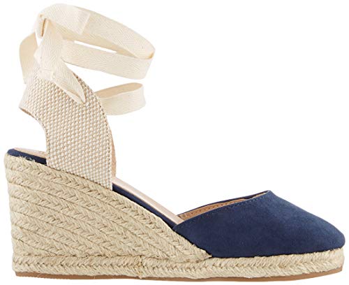 MTNG Collection 58935, Sandalias con Plataforma para Mujer, Azul (Join Marino/Canvas Beige/Lace Marino C49432), 39 EU