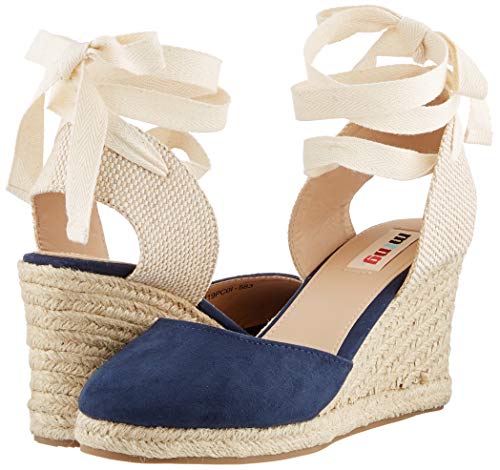 MTNG Collection 58935, Sandalias con Plataforma para Mujer, Azul (Join Marino/Canvas Beige/Lace Marino C49432), 39 EU