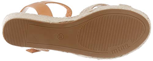 MTNG Collection 58972, Sandalias con Plataforma para Mujer, Beige (Jute Shaved Braid Natural/Sand and Sea Natural C49870), 37 EU