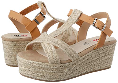 MTNG Collection 58972, Sandalias con Plataforma para Mujer, Beige (Jute Shaved Braid Natural/Sand and Sea Natural C49870), 37 EU