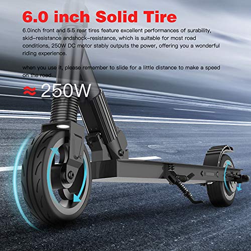Mtricscoto Patinete electrico Adolescente, Ajustable la Altura, 5000 mAh, 23km/h. (Black)