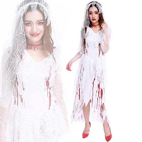 MTSBW Zombie Bride Costume Ghost Cosplay Halloween Bloody Stage Outfit Al Aire Libre