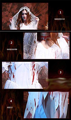MTSBW Zombie Bride Costume Ghost Cosplay Halloween Bloody Stage Outfit Al Aire Libre