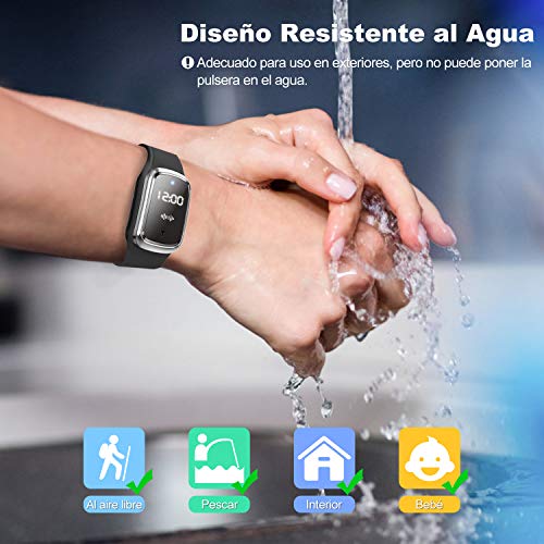 MUF Pulseras Repelentes de Mosquitos Ultrasonido Antimosquitos Reloj Electrónico Bandas Repelentes de Insectos Plagas con Carga USB/Impermeable/Portátil, Apto para Adultos y niños