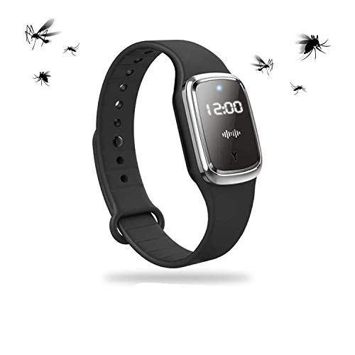 MUF Pulseras Repelentes de Mosquitos Ultrasonido Antimosquitos Reloj Electrónico Bandas Repelentes de Insectos Plagas con Carga USB/Impermeable/Portátil, Apto para Adultos y niños