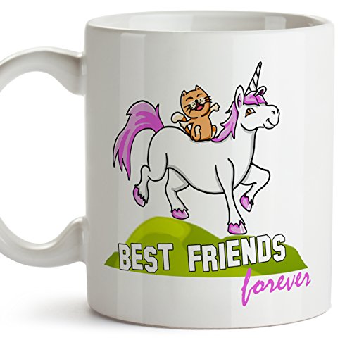 MUGFFINS Best Friends Ever Mug - Taza de los Mejores Amigos de la Historia - Taza de café como Regalo para los Amigos - Cat & Unicorn Cup - Ceramic 350ml / 11oz (en inglés)