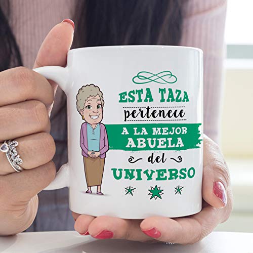 MUGFFINS Taza Abuela - Esta Taza Pertenece a la Mejor Abuela del Universo - Taza Desayuno/Idea Regalo Original/Día de la Madre para Abuelitas. Cerámica 350 mL