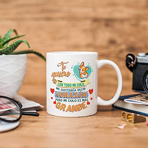 MUGFFINS Taza graciosa"Te quiero con todo mi culo" - Regalos Divertidos con Frases para Desayuno