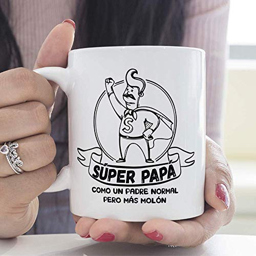 MUGFFINS Taza Papá (Super papá, como un papá normal) - Regalos Originales y Divertidos para el Día del Padre