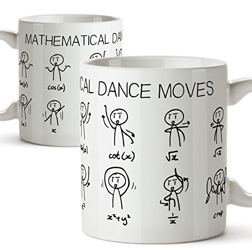 MUGFFINS Tazas de Desayuno Original para Regalar a matemáticos - Regalo para Amantes de Las matemáticas - Mathematics Dance Moves - Cerámica 350 ml