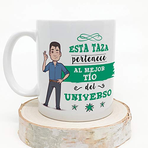 MUGFFINS Tazas Tío - Esta Taza Pertenece al Mejor Tío del Universo -Taza Desayuno Original/Idea Regalo Cumpleaños. Cerámica 350 mL