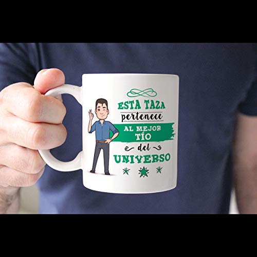 MUGFFINS Tazas Tío - Esta Taza Pertenece al Mejor Tío del Universo -Taza Desayuno Original/Idea Regalo Cumpleaños. Cerámica 350 mL