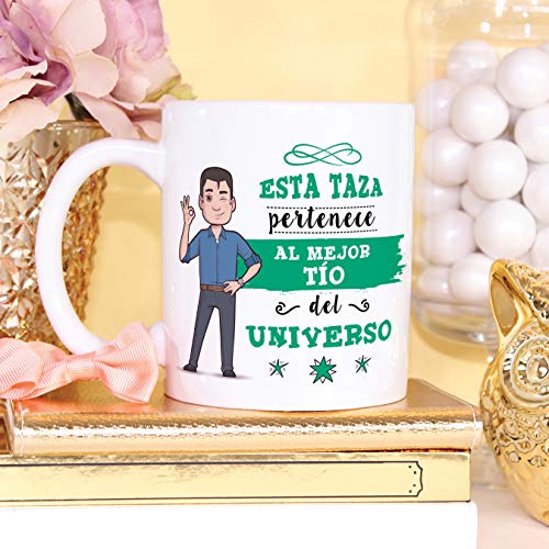 MUGFFINS Tazas Tío - Esta Taza Pertenece al Mejor Tío del Universo -Taza Desayuno Original/Idea Regalo Cumpleaños. Cerámica 350 mL