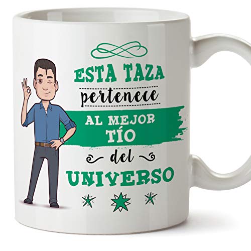 MUGFFINS Tazas Tío - Esta Taza Pertenece al Mejor Tío del Universo -Taza Desayuno Original/Idea Regalo Cumpleaños. Cerámica 350 mL