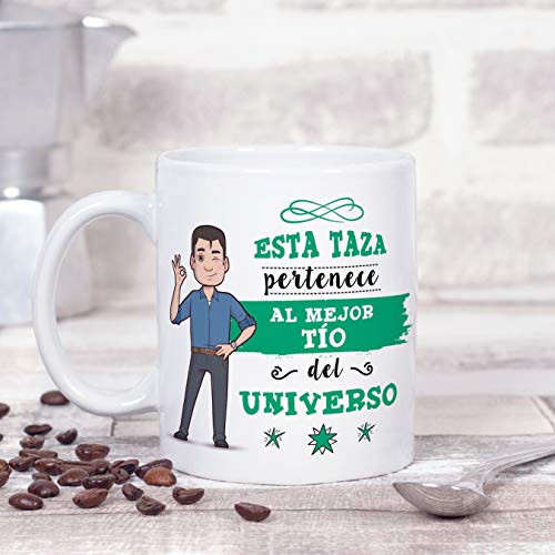 MUGFFINS Tazas Tío - Esta Taza Pertenece al Mejor Tío del Universo -Taza Desayuno Original/Idea Regalo Cumpleaños. Cerámica 350 mL