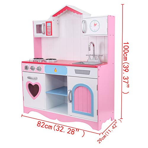 MuGuang - Juguetes de cocina para niños y niñas, de madera, para niños de 3 a 9 años, color (Rosa)