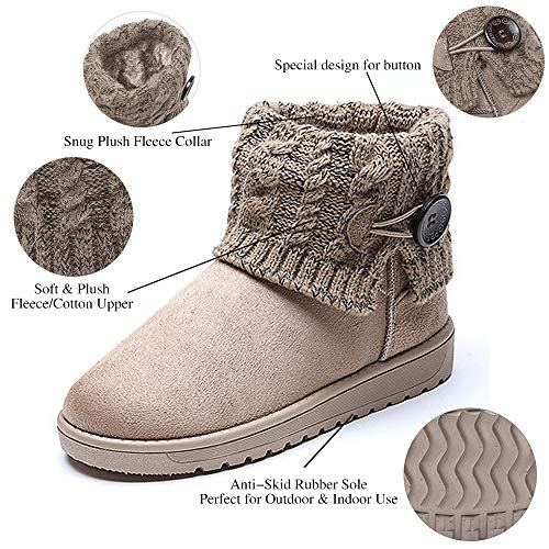 Mujer Botas De Nieve De Punto Unidas para Mujer Beige 39 (Talla de Suela es Asiática 40)