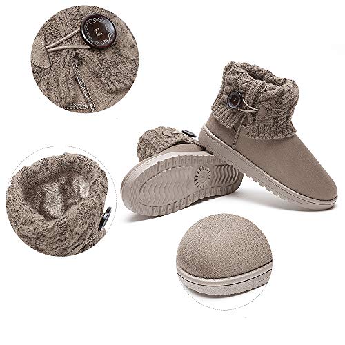 Mujer Botas De Nieve De Punto Unidas para Mujer Beige 39 (Talla de Suela es Asiática 40)