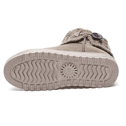 Mujer Botas De Nieve De Punto Unidas para Mujer Beige 39 (Talla de Suela es Asiática 40)