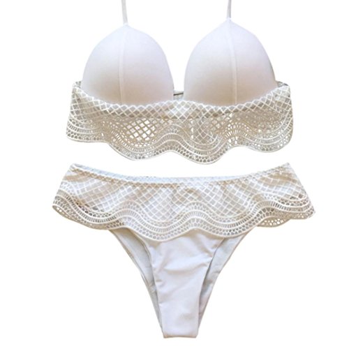 Mujer Brasileño Bikinis Push-up Acolchado Bañador Traje de Baño Ropa de Playa 2018 (S, Blanco~Series 2)