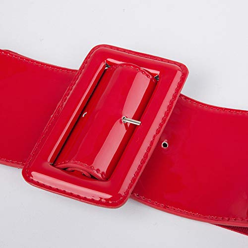 Mujer Cinturón Ancho Simple para Abrigo Vestido Rojo S