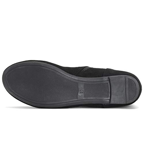 Mujer Flexible Moda Plano Invierno Dedo del Pie Cerrado Biker Ponerse Botines - Negro - EU39/ UK6 - KL0363