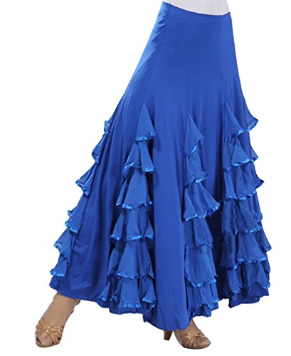 Mujer Gasa Largo Falda de Gypsy Tribal Danza del Vientre Elástica Profesional Oriental árabe Talla única Azul Zafiro