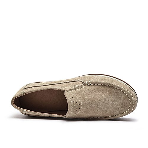 Mujer Mocasines Plataforma Casual Loafers Primavera Verano Zapatos de Cuña 5cm Negro Azul Caqui 35-42 Caqui 35