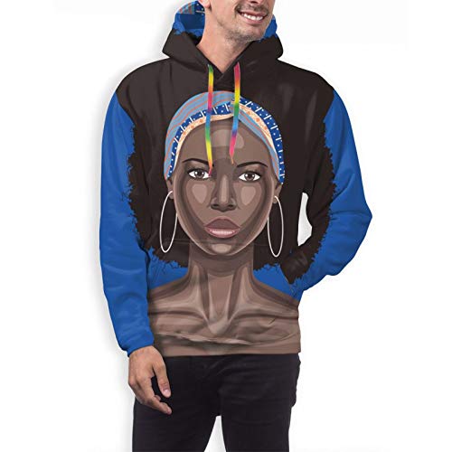 Mujer Negra Joven con Pelo Rizado para Hombre Sudaderas Divertido Fresco Gráfico Sudaderas 3D Impresión Manga Larga Ropa Casual con Bolsillos Grandes